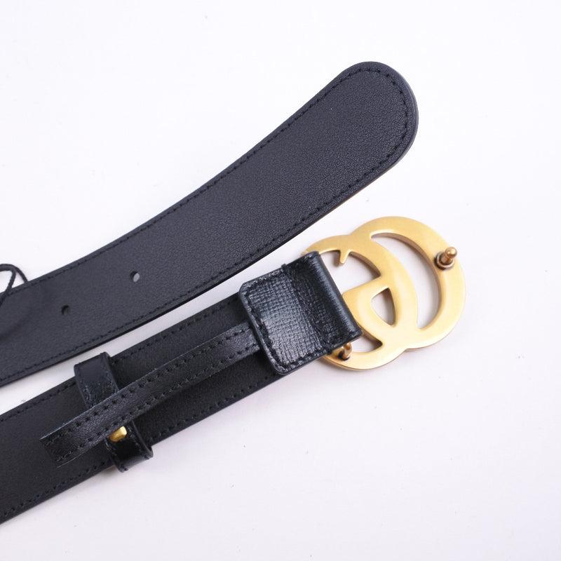 Gucci] Gucci Cinturón de intercambio de GG Marmont 414516 Cinturón de damas negras de ternero S KYOTO NISHIKINO