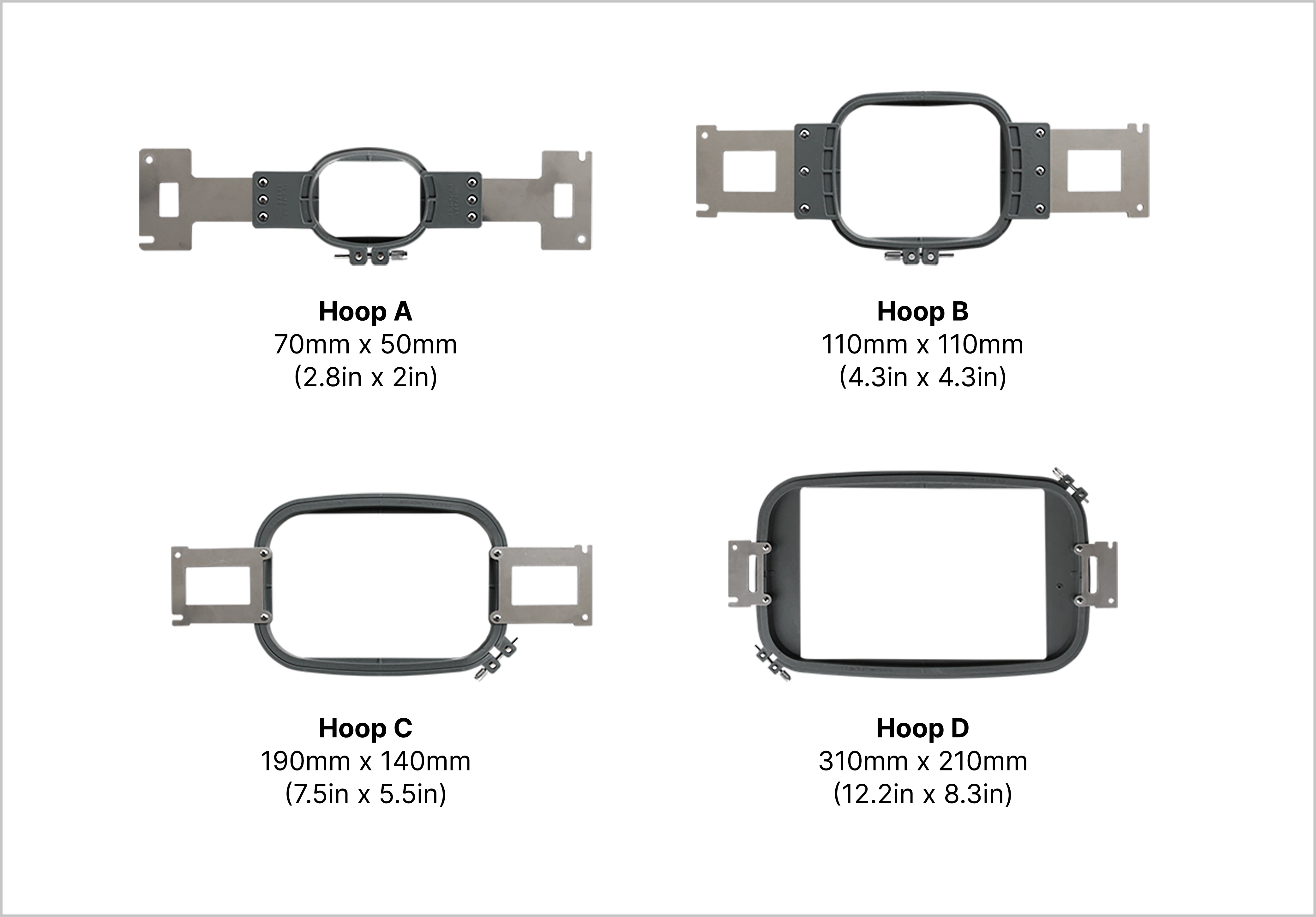 Embroidery Hoops 5 in 1 to fit Brother PR Series Machines