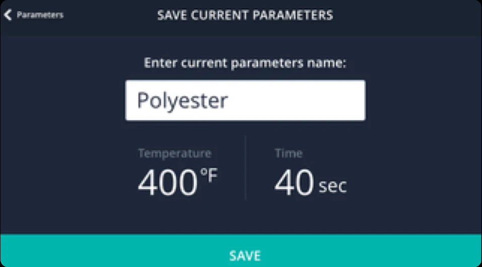 Panel FeaturesSave Current Parameter