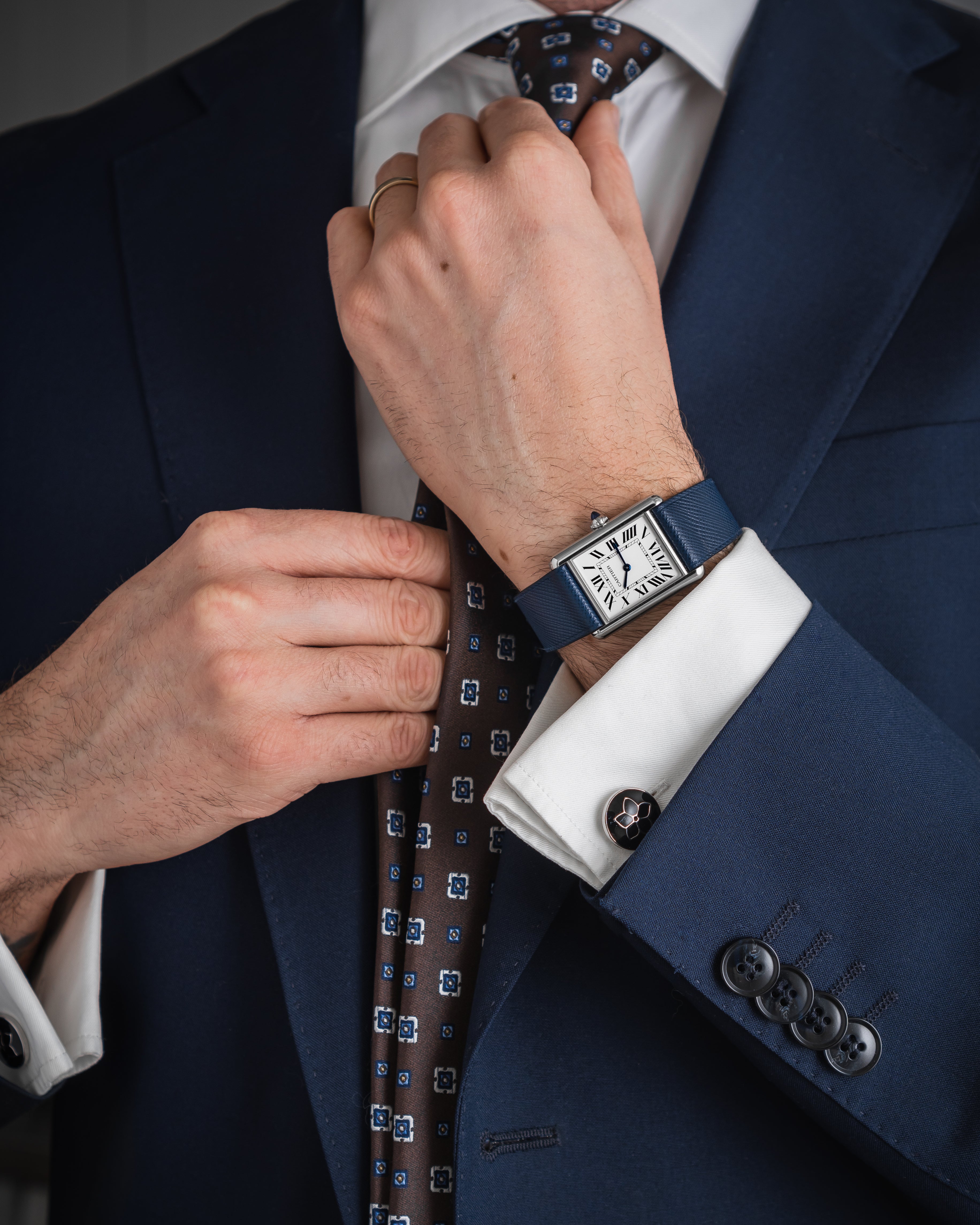 Navy Saffiano Cartier Tank Strap – Delugs