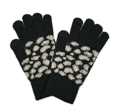 Empire Cove Winter Knit Ribbed Leopard Touch Screen Gloves
