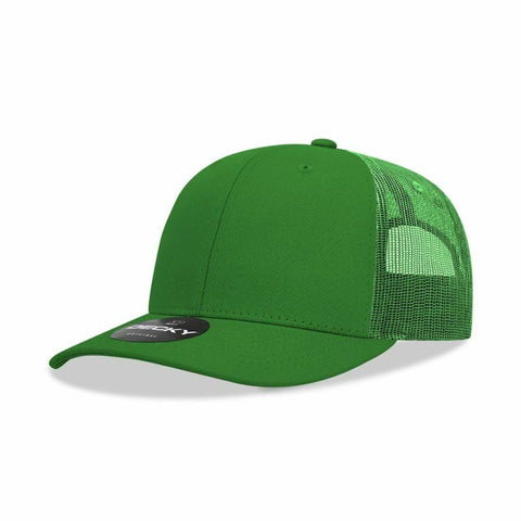 Decky 6021 Mid Prof 6Panel Poly/Cot Trucker Hats Caps Series One Solids