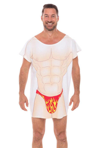Fire Flames Sexy Thong Muscle Mens Oversized Loungewear Sleepwear Cover Ups T-Shirts