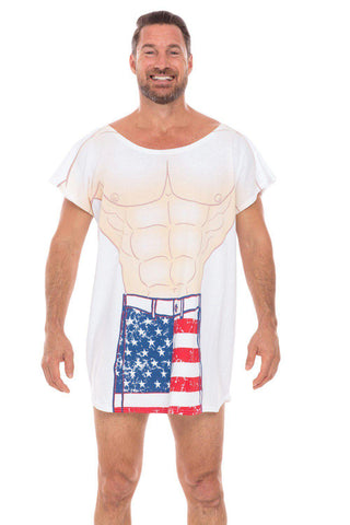USA Flag Stars Stripes Patriotic Mens Oversized Loungewear Sleepwear Cover Ups T-Shirts