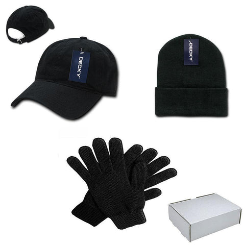 Winter Essentials Gift Boxed Set For Men - Cotton Dad Hat, Beanie, Gloves