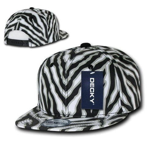 Decky Ziger Animal Print Flat Bill Hats Caps Baseball Zebra Snapback