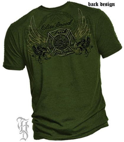 Erazor Bits T-Shirt - Elite Breed - Irish Fire Fighter - Military Green