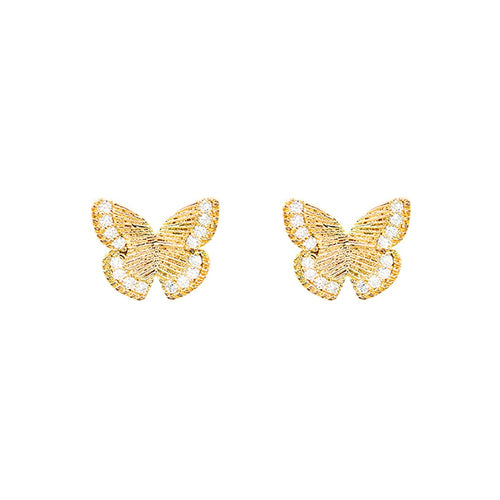 Empire Cove 14K Gold Sterling Silver Dipped Stud Earrings Jewelry Butterfly Cubic Zirconia