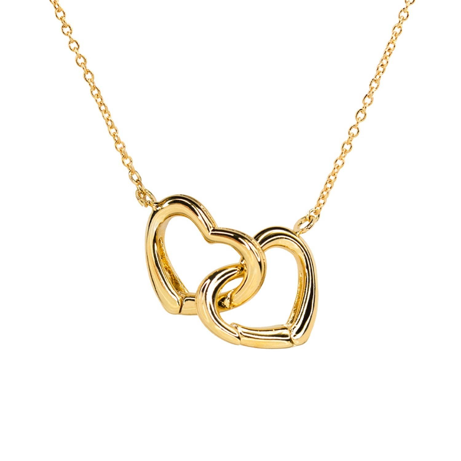 Image of Empire Cove 14K Gold Sterling Silver Dipped Jewelry Double Heart Pendant Necklace