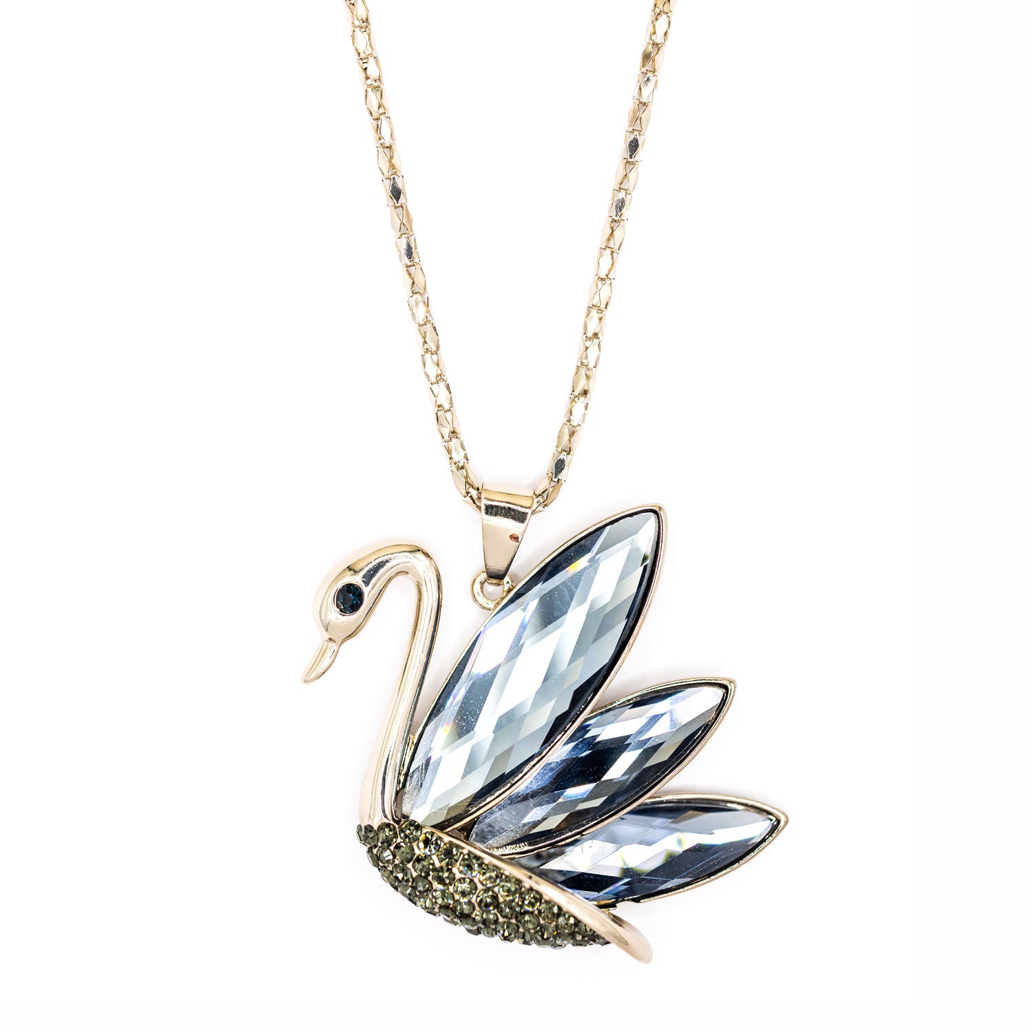 Image of Empire Cove Swan Pendant Necklace Silver Toned Rhinestone Fashion Jewelry