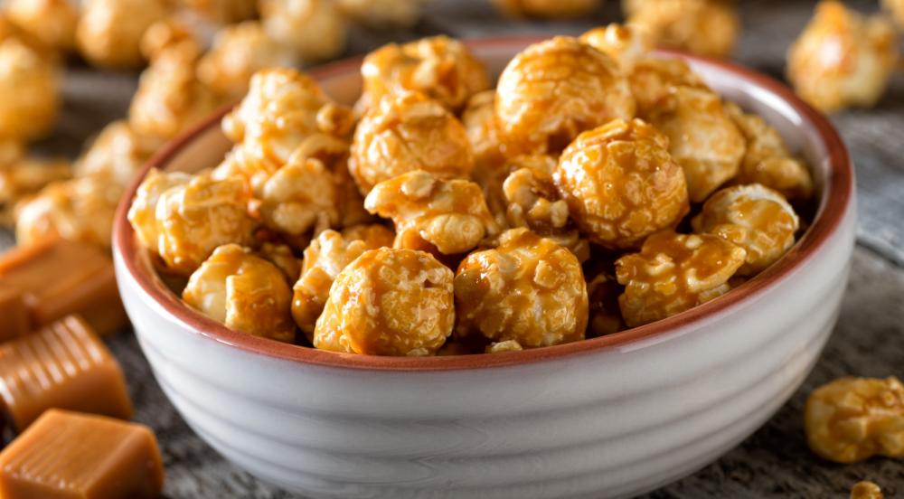 Gourmet Cheddar Cheese Popcorn by It's Delish, 6 oz Jumbo-Sized Reusable Container (Jar) Festive Caramel Corn Air Popped Sweet and Crunchy Glazed Car