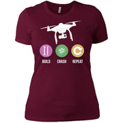 Funny Drone – Build Crash Repeat – Flying Quad Women T-Shirt