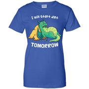 I Will Start Diet Tomorror Funny Dinosaur Women T-Shirt