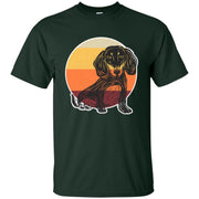 Retro Vintage Linocut Dachshund Men T-shirt