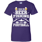 I Run On Beer Fishing Football Fisherman Fish Gift Women T-Shirt