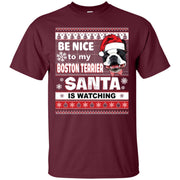 Be Nice To My Boston Terrier Santa Is Watching Men T-shirt