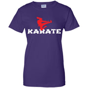 Karate Girl Jumping Side Kick Martial Women T-Shirt