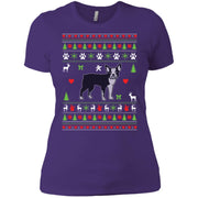 Boston Terrier Ugly Christmas Sweater Women T-Shirt
