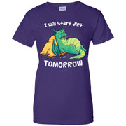 I Will Start Diet Tomorror Funny Dinosaur Women T-Shirt