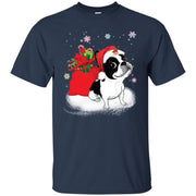 Christmas Boston Terrier Santa Clause Funny Men T-shirt