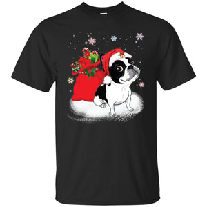 Christmas Boston Terrier Santa Clause Funny Men T-shirt