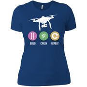 Funny Drone – Build Crash Repeat – Flying Quad Women T-Shirt
