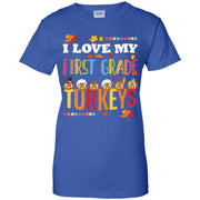 I Love My 1st First Grade Turkeys Student School Women T-Shirt