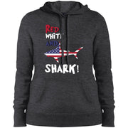 Shark American Flag Patriotic Red White Women T-Shirt