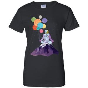Astronaut in Space Holding Planet Balloon Women T-Shirt