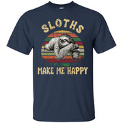 Sloths Make Me Happy T shirt Retro Vintage Men T-shirt