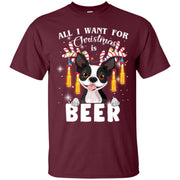 All I Want For Christmas Is Beer Boston Terrier Men T-shirt