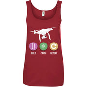 Funny Drone – Build Crash Repeat – Flying Quad Women T-Shirt