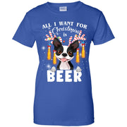 All I Want For Christmas Is Beer Boston Terrier Women T-Shirt
