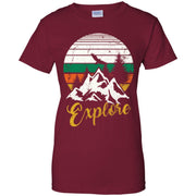 Explore Retro Rainbow Gradient Mountain Vintage Women T-Shirt