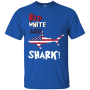 Shark American Flag Patriotic Red White Men T-shirt