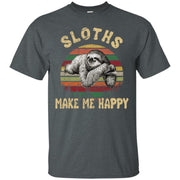 Sloths Make Me Happy T shirt Retro Vintage Men T-shirt
