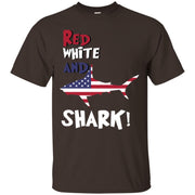 Shark American Flag Patriotic Red White Men T-shirt