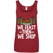 We Feast Then We Shop Funny Christmas Party Women T-Shirt