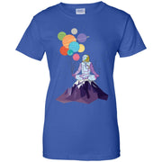 Astronaut in Space Holding Planet Balloon Women T-Shirt