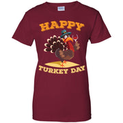 Happy Turkey Day Funny Thanksgiving Wine Women T-Shirt