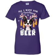 All I Want For Christmas Is Beer Boston Terrier Women T-Shirt