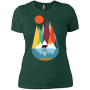 Bear Colorful Shapes Nature Sun Cheerful Women T-Shirt