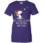 All I Need Is Love And Softball And A Dog Women T-Shirt