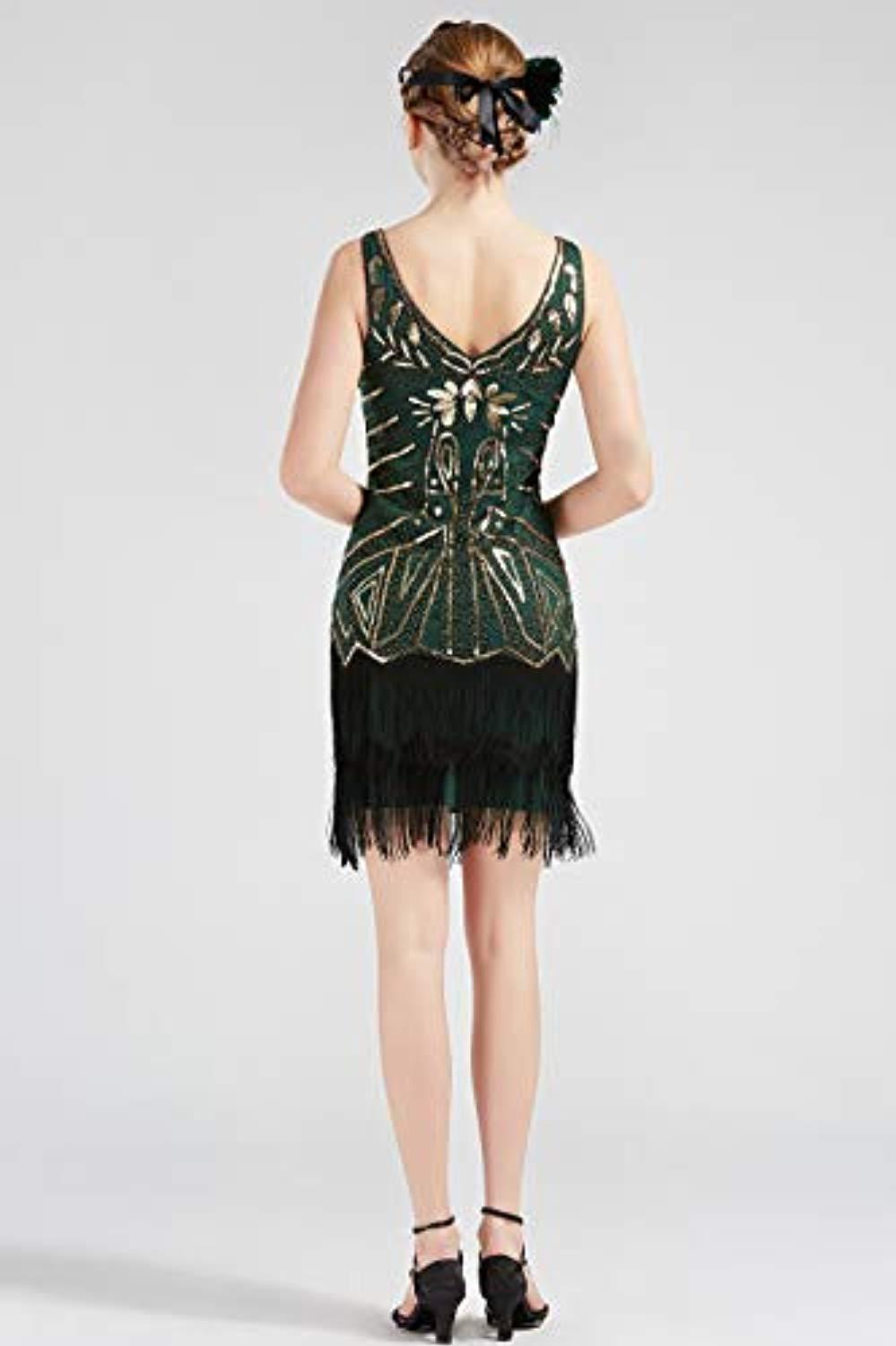 babeyond women's flapper dresses 1920s v neck beaded fringed great gatsby dress