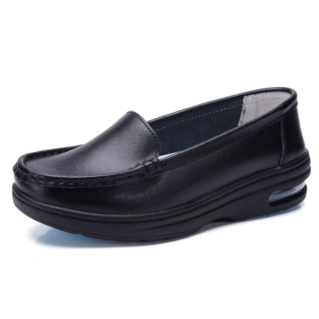 black leather nursing shoes
