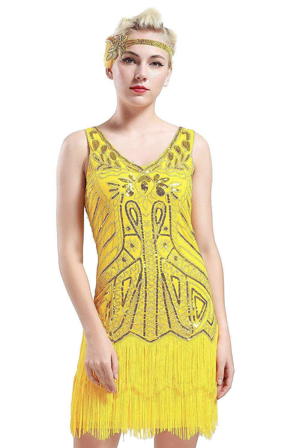 v neck flapper dress