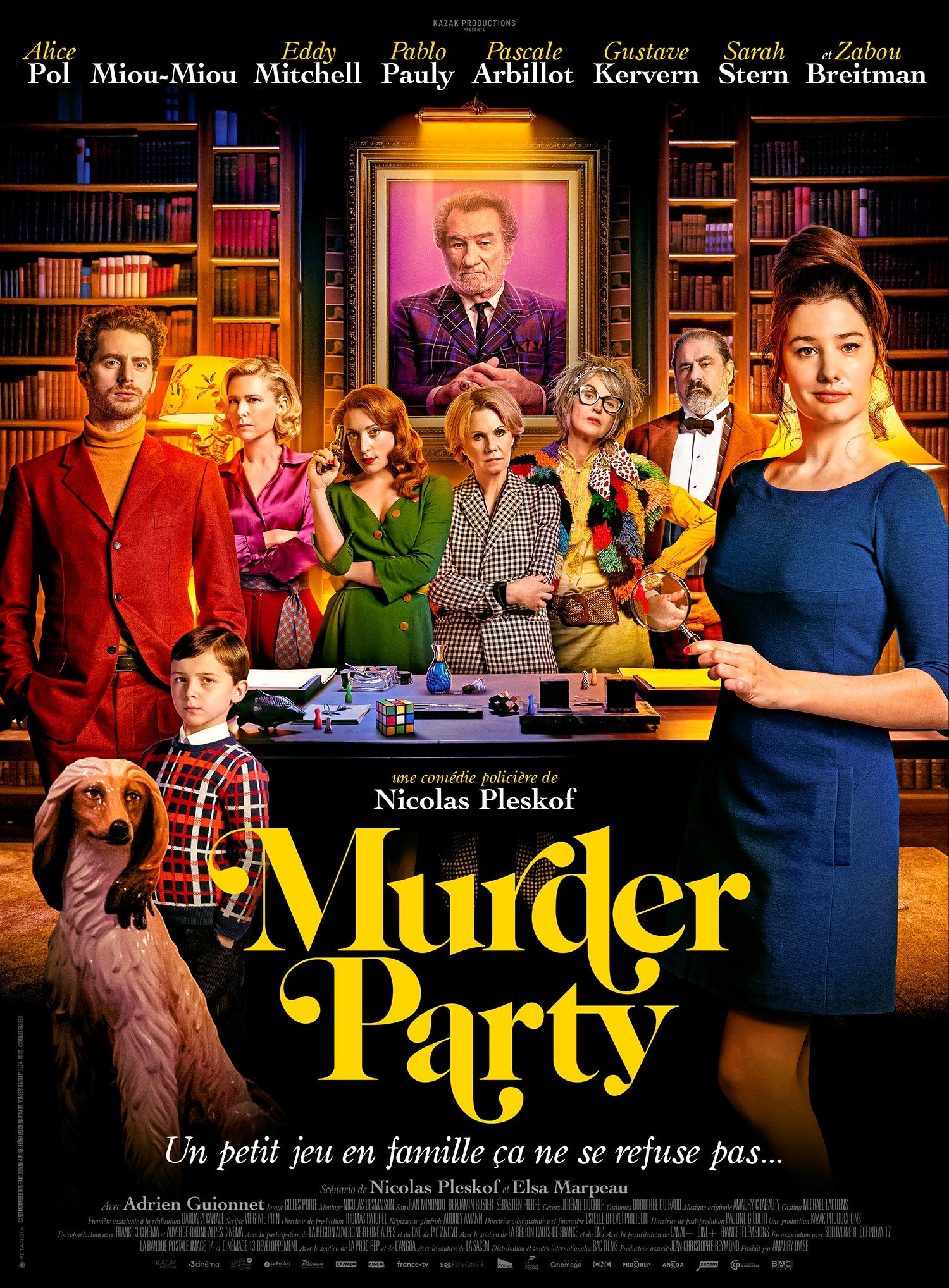 Murder party un film réalisé par Nicolas Pleskof En salles le 9 Mars 2022 Production : Kazak Films, France 3 cinéma  Distribution France : Bac Films Casting : Alice Pol, Miou Miou, Eddy Mitchell, Pablo Pauly, Gustave Kervern, Pascale Arbillot, Sarah Stern, Zabou Breitman