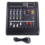 4 Channel Professional Powered Mixer with USB Slot Power Mixing 110V