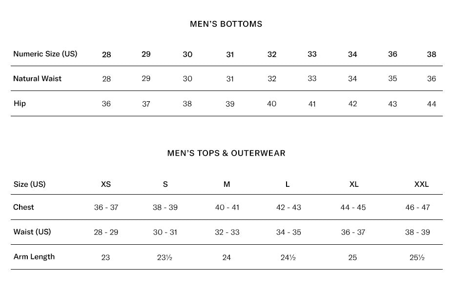 Men's Size Chart