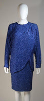 STEPHEN YEARIK Royal Blue Silk Beaded Skirt Ensemble Size 4-6